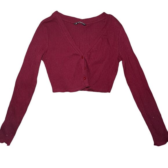 SHEIN Tops - Shein Women's Burgundy and Red Crop-top